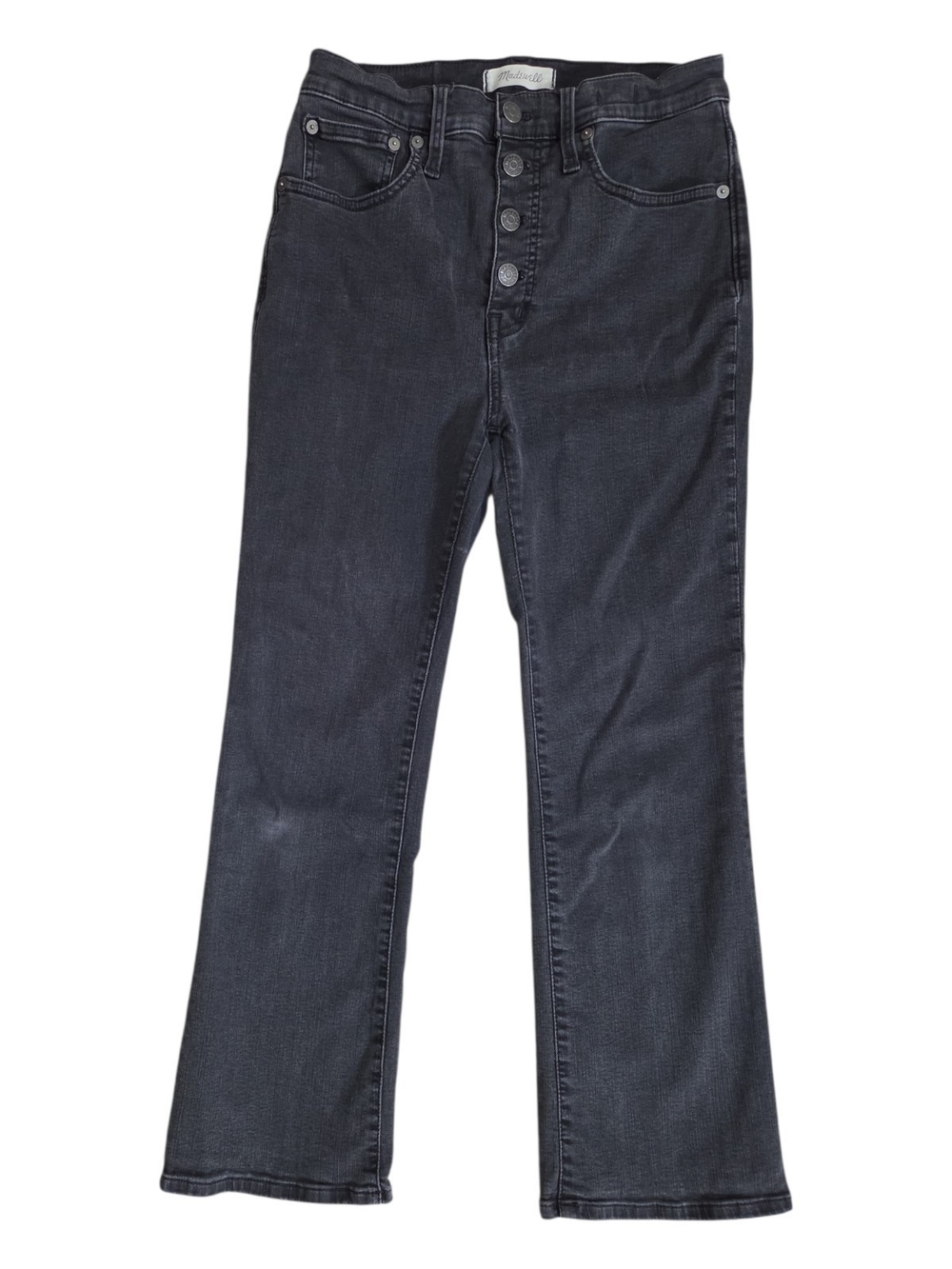 Madewell Women's Cali Demi-Boot Button-Fly Washed Black Jeans Size 28